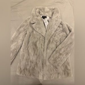 Halogen Gray Faux Fur Coat